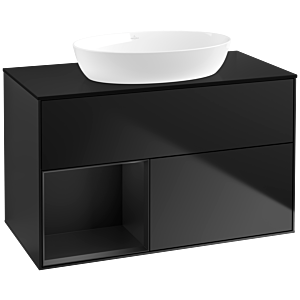 Villeroy und Boch Finion Waschtischunterschrank FA12PDPD 100cm, Abdeckplatte black matt, Regale Black matt lacquer, Black matt lacquer