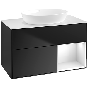 Villeroy and Boch Finion Villeroy and Boch Finion FA21GFPD 100cm, cover plate white matt, shelves Glossy white lacquer, black matt lacquer