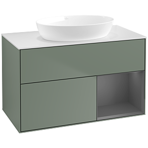 Villeroy and Boch Finion Villeroy and Boch Finion FA21GKGM 100cm, cover plate white matt, shelves anthracite matt lacquer, Olive Matt Lacquer