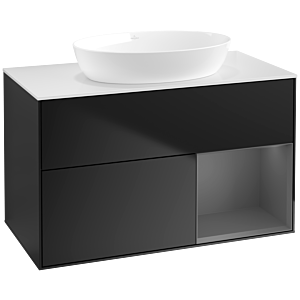 Villeroy and Boch Finion Villeroy and Boch Finion FA21GKPD 100cm, cover plate white matt, shelves anthracite matt lacquer, black matt lacquer