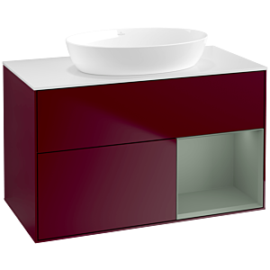 Villeroy and Boch Finion Villeroy and Boch Finion FA21GMHB 100cm, cover plate white matt, shelves olive matt lacquer, Peony Matt