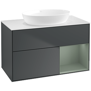 Villeroy and Boch Finion Villeroy and Boch Finion FA21GMHG 100cm, cover plate white matt, shelves olive matt lacquer, midnight Blue Matt Lacquer