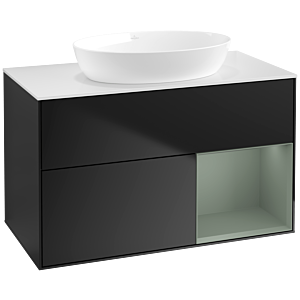 Villeroy and Boch Finion Villeroy and Boch Finion FA21GMPD 100cm, cover plate white matt, shelves olive matt lacquer, black matt lacquer