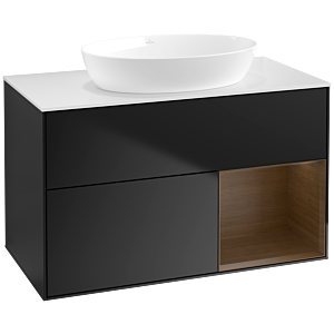 Villeroy and Boch Finion Villeroy and Boch Finion FA21GNPD 100cm, cover plate white matt, shelves Walnut Veneer , black matt lacquer