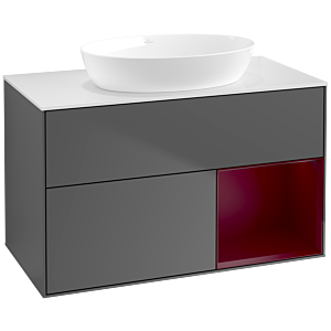 Villeroy and Boch Finion Villeroy and Boch Finion FA21HBGK 100cm, cover plate white matt, shelves Peony matt lacquer, anthracite matt