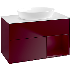 Villeroy und Boch Finion Waschtischunterschrank FA21HBHB 100cm, Abdeckplatte white matt, Regale Peony matt lacquer, Peony Matt