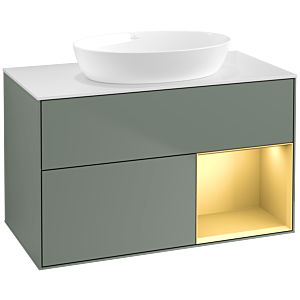 Villeroy and Boch Finion Villeroy and Boch Finion FA21HFGM 100cm, cover plate white matt, shelves gold matt lacquer, Olive Matt Lacquer