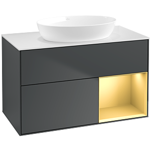 Villeroy and Boch Finion Villeroy and Boch Finion FA21HFHG 100cm, cover plate white matt, shelves gold matt lacquer, midnight Blue Matt Lacquer