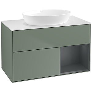 Villeroy and Boch Finion Villeroy and Boch Finion FA21HGGM 100cm, cover plate white matt, shelves midnight matt lacquer, Olive Matt Lacquer
