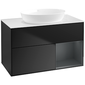 Villeroy and Boch Finion Villeroy and Boch Finion FA21HGPD 100cm, cover plate white matt, shelves midnight matt lacquer, black matt lacquer