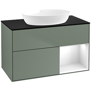 Villeroy and Boch Finion Villeroy and Boch Finion FA22GFGM 100cm, cover plate black matt, shelves Glossy white lacquer, Olive Matt Lacquer