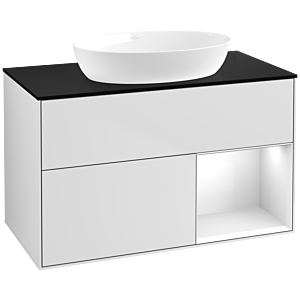 Villeroy and Boch Finion Villeroy and Boch Finion FA22GFMT 100cm, cover plate black matt, shelves Glossy white lacquer, white matt lacquer