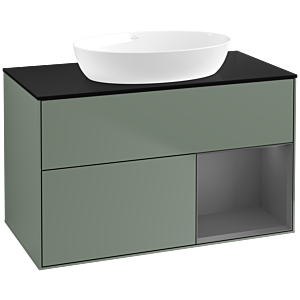 Villeroy and Boch Finion Villeroy and Boch Finion FA22GKGM 100cm, cover plate black matt, shelves anthracite matt lacquer, Olive Matt Lacquer
