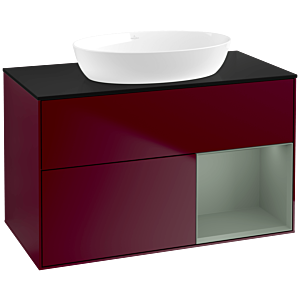 Villeroy and Boch Finion Villeroy and Boch Finion FA22GMHB 100cm, cover plate black matt, shelves olive matt lacquer, Peony Matt