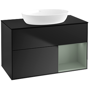 Villeroy and Boch Finion Villeroy and Boch Finion FA22GMPD 100cm, cover plate black matt, shelves olive matt lacquer, black matt lacquer