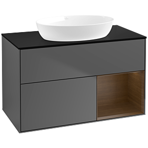 Villeroy and Boch Finion Villeroy and Boch Finion FA22GNGK 100cm, cover plate black matt, shelves Walnut Veneer , anthracite matt