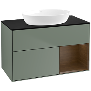 Villeroy and Boch Finion Villeroy and Boch Finion FA22GNGM 100cm, cover plate black matt, shelves Walnut Veneer , Olive Matt Lacquer