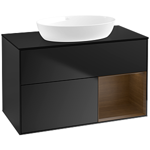 Villeroy and Boch Finion Villeroy and Boch Finion FA22GNPD 100cm, cover plate black matt, shelves Walnut Veneer , black matt lacquer