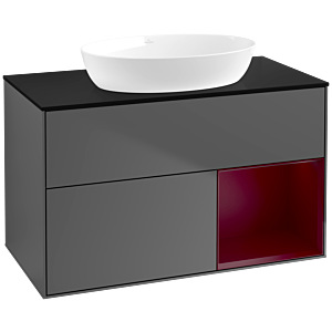Villeroy and Boch Finion Villeroy and Boch Finion FA22HBGK 100cm, cover plate black matt, shelves Peony matt lacquer, anthracite matt