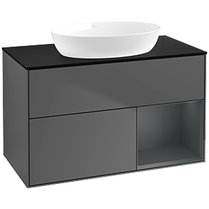 Villeroy et Boch Finion Villeroy et Boch FA22HGGK 100cm, plaque de recouvrement noir mat, étagères laqué mat Midnight, anthracite mat