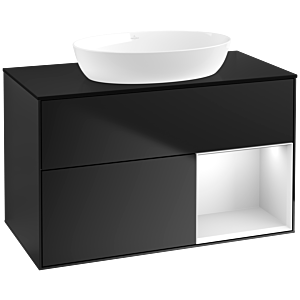 Villeroy and Boch Finion Villeroy and Boch Finion FA22MTPD 100cm, cover plate black matt, shelves white matt lacquer, black matt lacquer