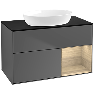 Villeroy et Boch Finion Villeroy et Boch FA22PCGK 100cm, plaque de recouvrement noir mat, étagères Oak Veneer , anthracite mat
