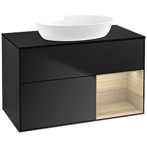 Villeroy and Boch Finion Villeroy and Boch Finion FA22PCPD 100cm, cover plate black matt, shelves Oak Veneer , black matt lacquer