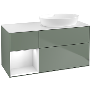Villeroy and Boch Finion Villeroy and Boch Finion FA41GFGM 120cm, cover plate white matt, shelves Glossy white lacquer, Olive Matt Lacquer