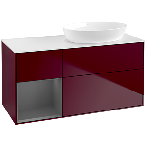 Villeroy und Boch Finion Waschtischunterschrank FA41GKHB 120cm, Abdeckplatte white matt, Regale Anthracite matt lacquer, Peony Matt