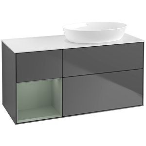 Villeroy and Boch Finion Villeroy and Boch Finion FA41GMGK 120cm, cover plate white matt, shelves olive matt lacquer, anthracite matt