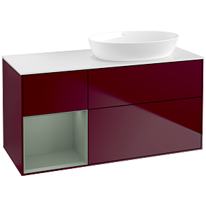 Villeroy und Boch Finion Waschtischunterschrank FA41GMHB 120cm, Abdeckplatte white matt, Regale Olive matt lacquer, Peony Matt