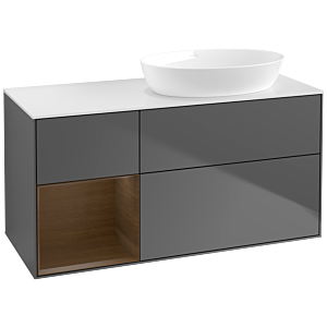 Villeroy and Boch Finion Villeroy and Boch Finion FA41GNGK 120cm, cover plate white matt, shelves Walnut Veneer , anthracite matt