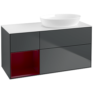 Villeroy und Boch Finion Waschtischunterschrank FA41HBHG 120cm, Abdeckplatte white matt, Regale Peony matt lacquer, Midnight Blue Matt Lacquer