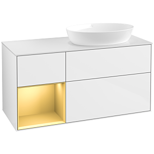 Villeroy and Boch Finion Villeroy and Boch Finion FA41HFGF 120cm, cover plate white matt, shelves gold matt lacquer, glossy white lacquer