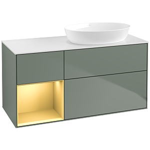 Villeroy and Boch Finion Villeroy and Boch Finion FA41HFGM 120cm, cover plate white matt, shelves gold matt lacquer, Olive Matt Lacquer