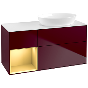 Villeroy und Boch Finion Waschtischunterschrank FA41HFHB 120cm, Abdeckplatte white matt, Regale Gold matt lacquer, Peony Matt