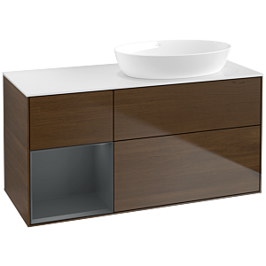 Villeroy and Boch Finion Villeroy and Boch Finion FA41HGGN 120cm, cover plate white matt, shelves midnight matt lacquer, walnut veneer