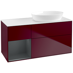 Villeroy und Boch Finion Waschtischunterschrank FA41HGHB 120cm, Abdeckplatte white matt, Regale Midnight matt lacquer, Peony Matt