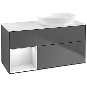 Villeroy and Boch Finion Villeroy and Boch Finion FA41MTGK 120cm, cover plate white matt, shelves white matt lacquer, anthracite matt