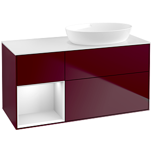 Villeroy und Boch Finion Waschtischunterschrank FA41MTHB 120cm, Abdeckplatte white matt, Regale White matt lacquer, Peony Matt