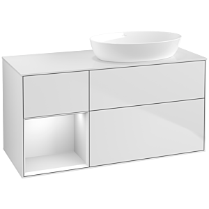Villeroy und Boch Finion Waschtischunterschrank FA41MTMT 120cm, Abdeckplatte white matt, Regale White matt lacquer, White matt lacquer