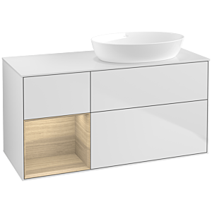 Villeroy und Boch Finion Waschtischunterschrank FA41PCMT 120cm, Abdeckplatte white matt, Regale Oak Veneer, White matt lacquer