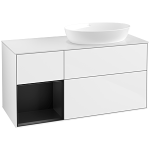 Villeroy and Boch Finion Villeroy and Boch Finion FA41PDGF 120cm, cover plate white matt, shelves black matt lacquer, glossy white lacquer