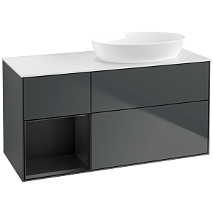 Villeroy und Boch Finion Waschtischunterschrank FA41PDHG 120cm, Abdeckplatte white matt, Regale Black matt lacquer, Midnight Blue Matt Lacquer