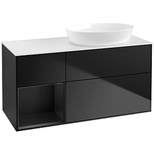 Villeroy und Boch Finion Waschtischunterschrank FA41PDPD 120cm, Abdeckplatte white matt, Regale Black matt lacquer, Black matt lacquer