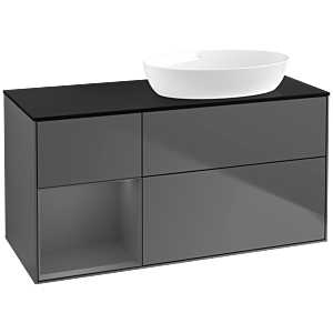 Villeroy und Boch Finion Waschtischunterschrank FA42GKGK 120cm, Abdeckplatte black matt, Regale Anthracite matt lacquer, Anthracite matt