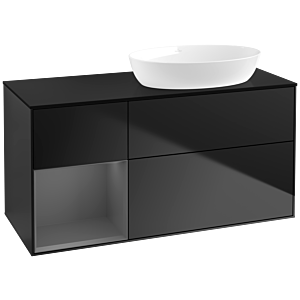 Villeroy und Boch Finion Waschtischunterschrank FA42GKPD 120cm, Abdeckplatte black matt, Regale Anthracite matt lacquer, Black matt lacquer