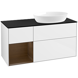 Villeroy and Boch Finion Villeroy and Boch Finion FA42GNGF 120cm, cover plate black matt, shelves Walnut Veneer , glossy white lacquer