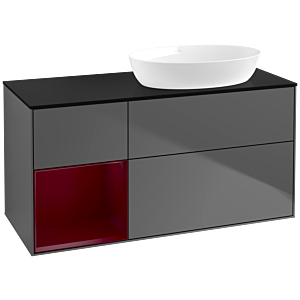 Villeroy and Boch Finion Villeroy and Boch Finion FA42HBGK 120cm, cover plate black matt, shelves Peony matt lacquer, anthracite matt