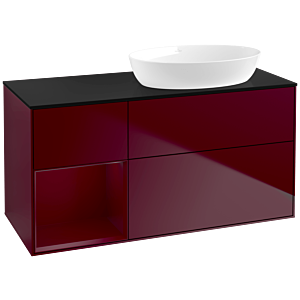 Villeroy et Boch Finion Villeroy et Boch FA42HBHB 120cm, plaque de recouvrement noire mate, étagères en laque matte Peony , Peony Matt